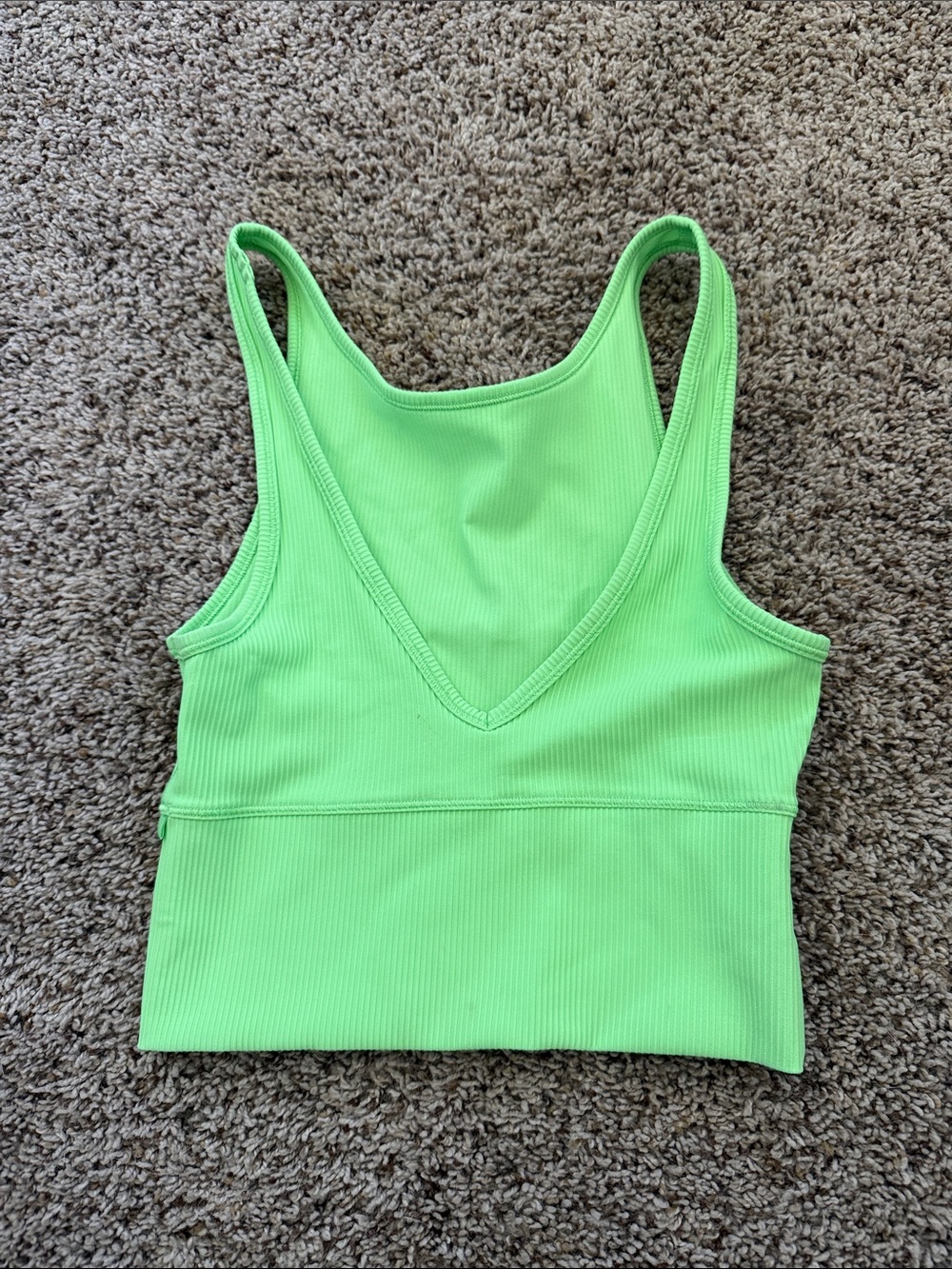 lululemon athletica Neon Green Ribbed V-Neck Crop Tank